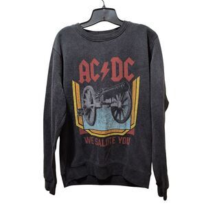 AC/DC We Salute You Cannon Crewneck Sweatshirt Men’s Small Washed Black